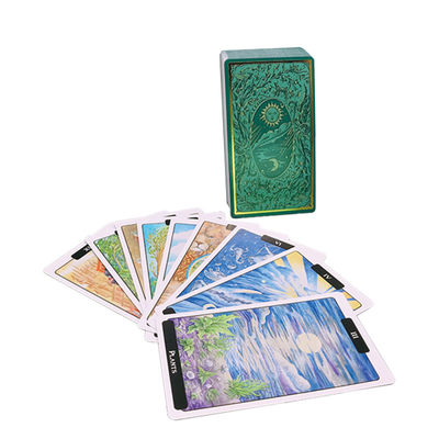 Купить карты 100x150mm Tarot с цветом зеленого цвета фольги Matt игральных карт золотым online manufacture
